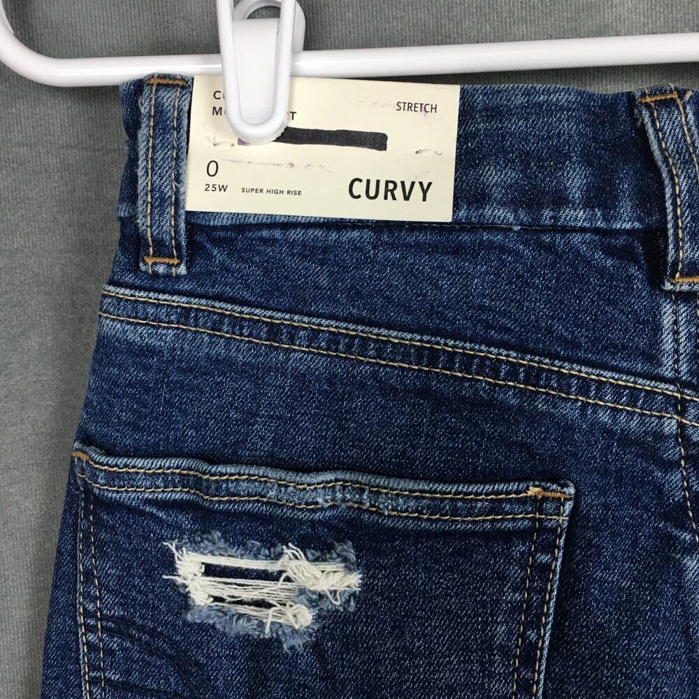 New American Eagle Women High Rise Curvy Shorts Distressed Denim Summer Beach 0 - Picture 2 of 14